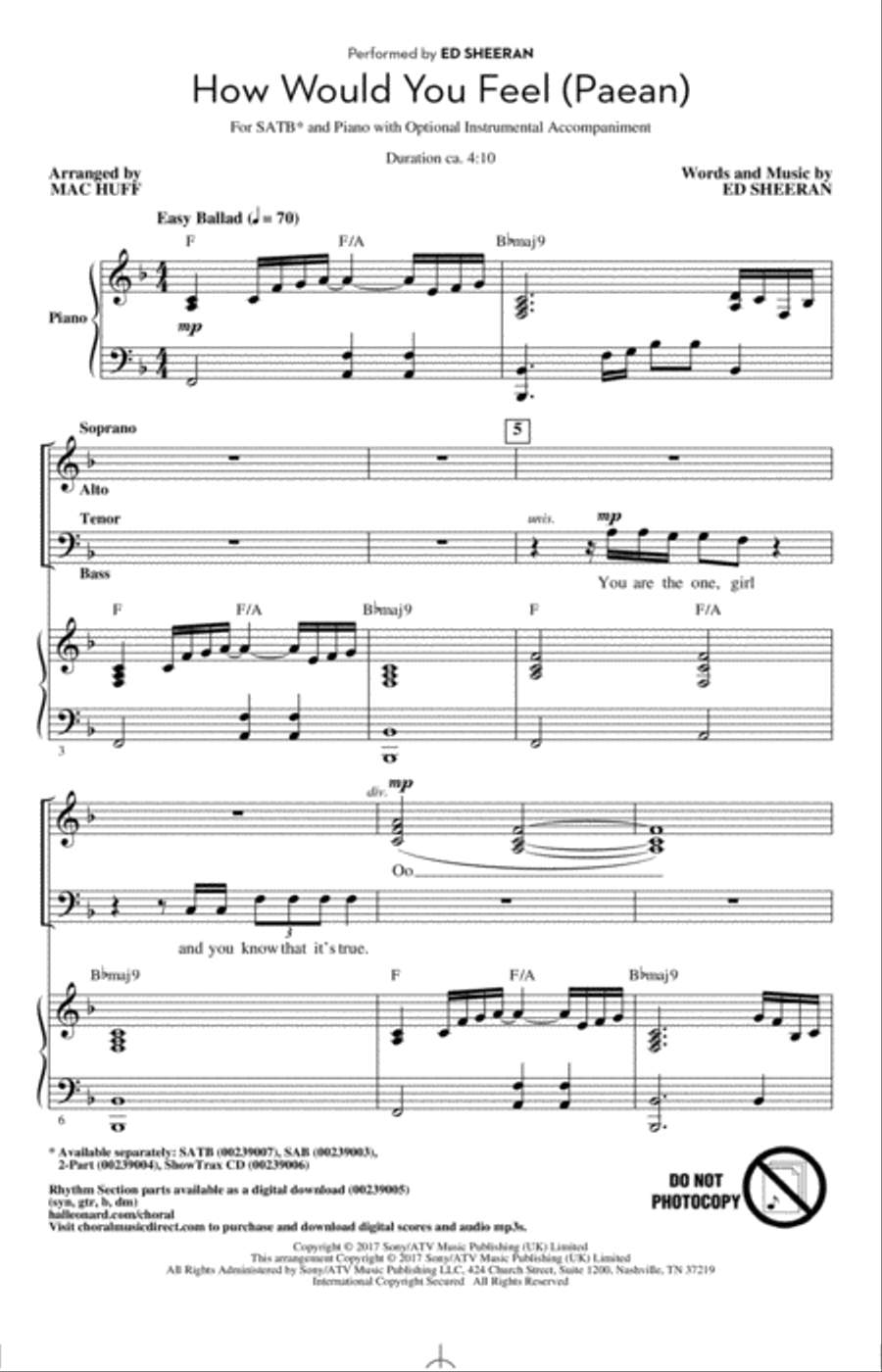 How Would You Feel (Paean) (arr. Mac Huff) 4-Part scores gallery preview page 1