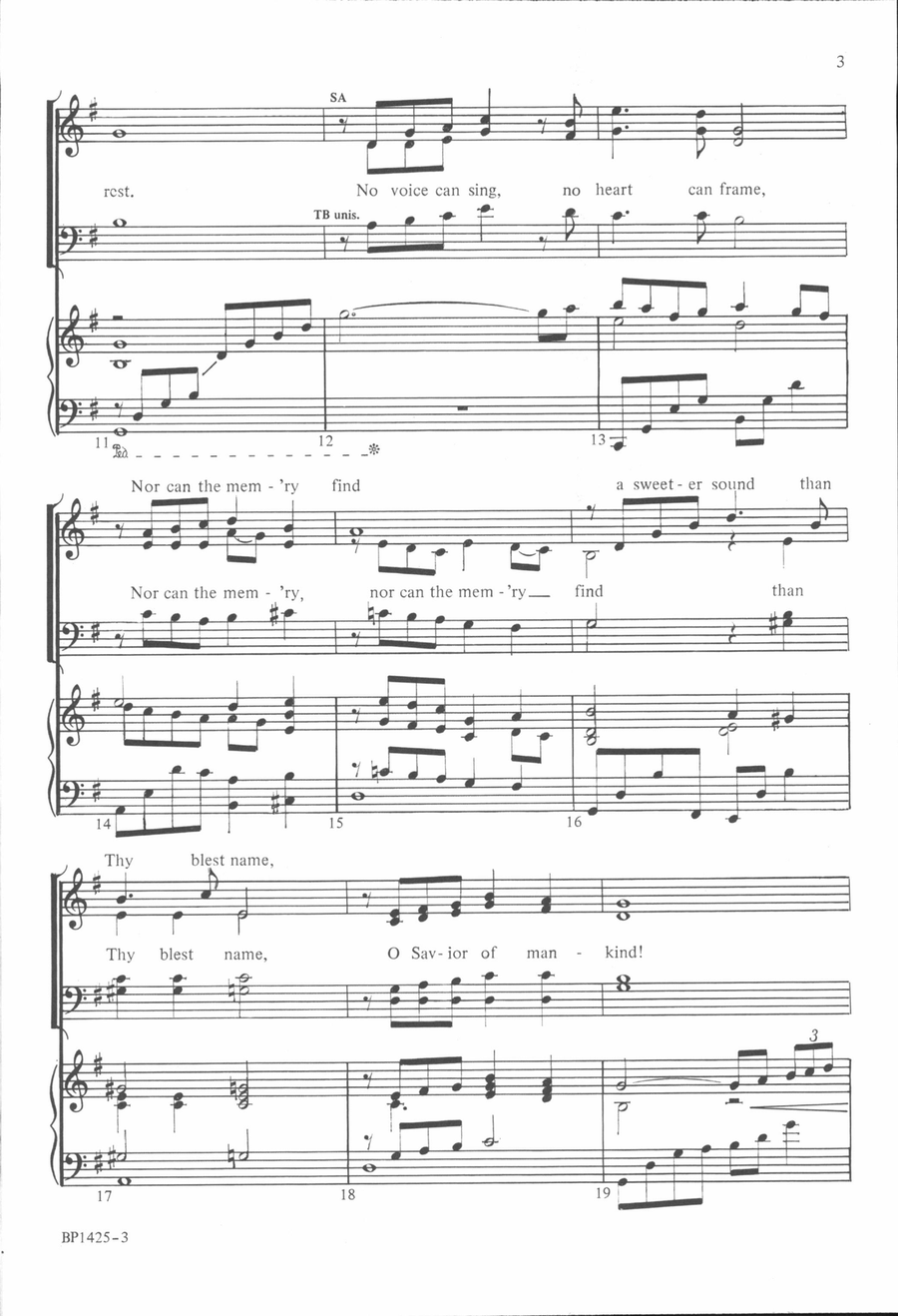 Jesus, the Very Thought of Thee - Williams 4-Part scores gallery preview page 3