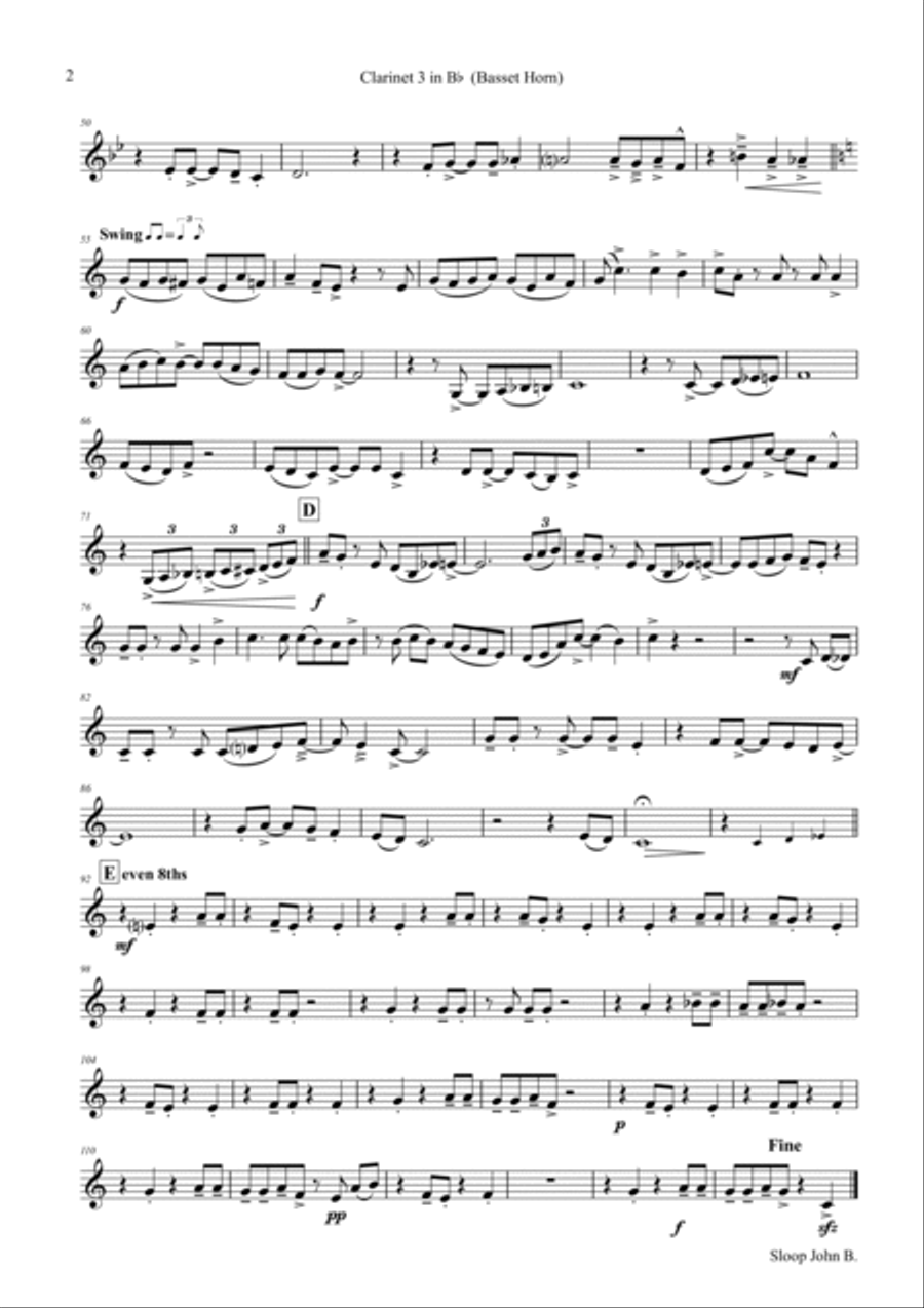 Sloop John B. - Caribian Folk Song - Clarinet Quartet Clarinet Quartet scores gallery preview page 6