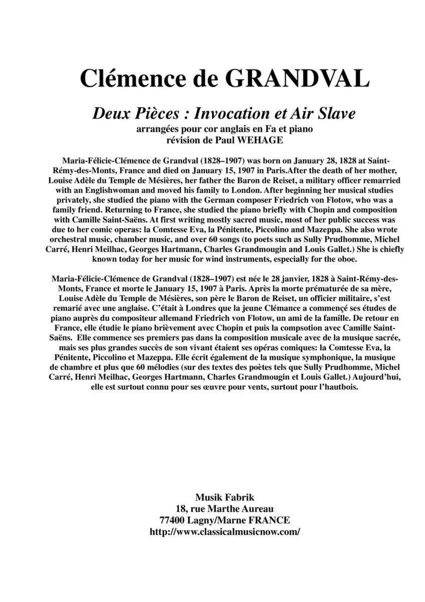 Deux Pièces : Invocation et Air Slave