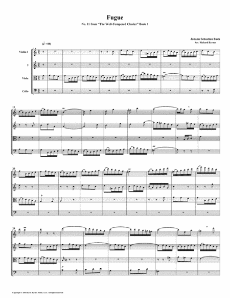 Fugue 11 from Well-Tempered Clavier, Book 1 (String Quartet) image number null