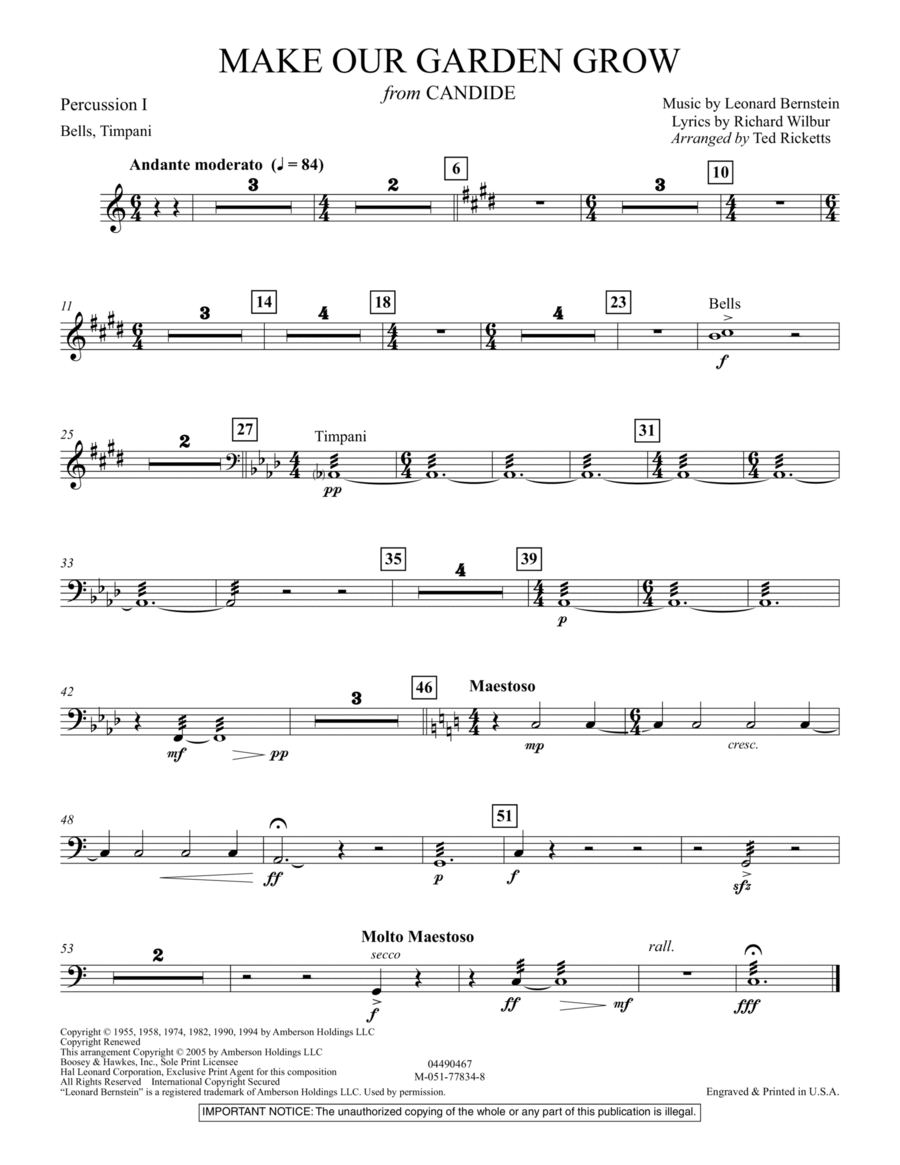 Make Our Garden Grow (from Candide) - Percussion 1 Orchestra scores gallery preview page 1