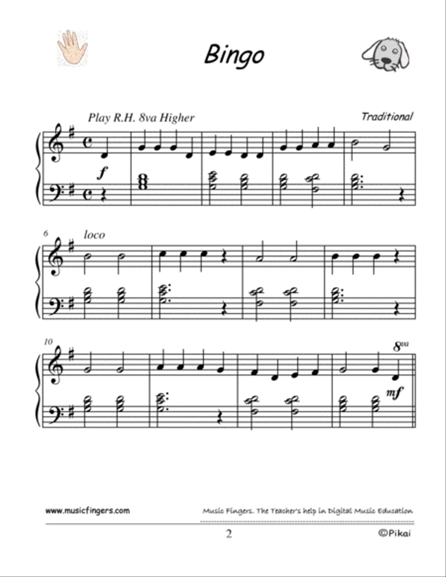 Bingo. Lev. 2 Coordination Piano Method scores gallery preview page 2