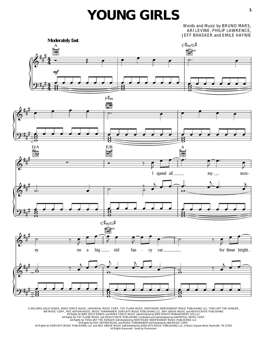 Young Girls Piano, Vocal, Guitar scores gallery preview page 1