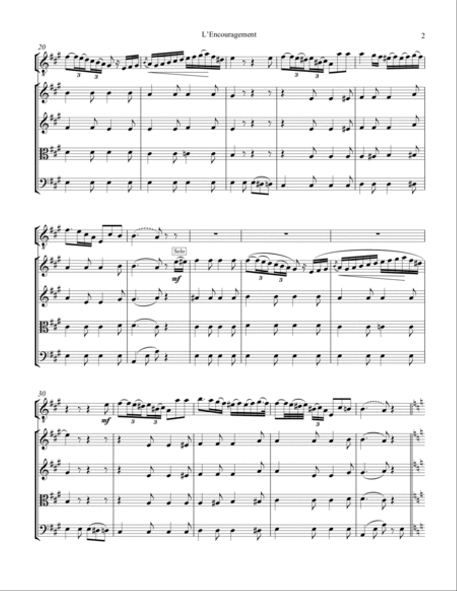 L'Encouragement Op. 34 for guitar and string quartet Chamber Orchestra scores gallery preview page 3