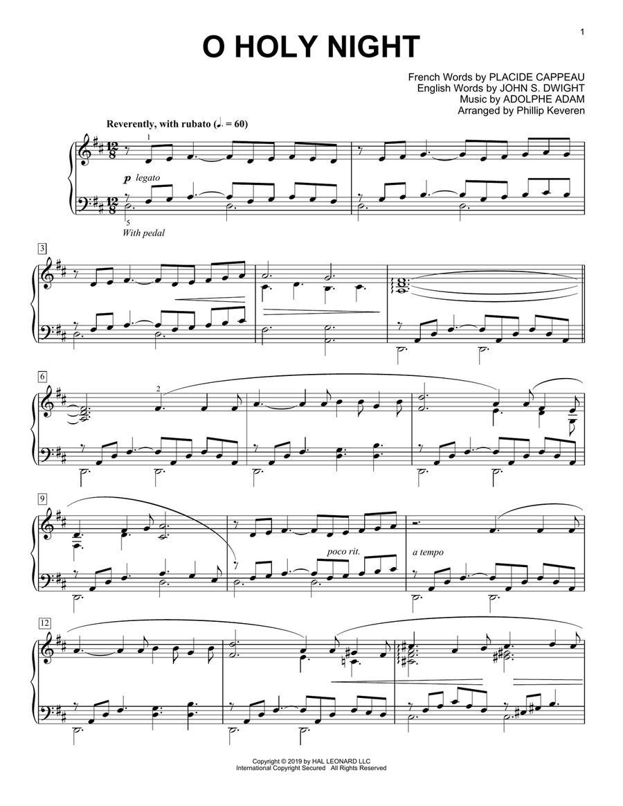 O Holy Night [Classical version] (arr. Phillip Keveren) Piano Solo scores gallery preview page 1