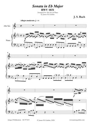 Book cover for BACH: Sonata BWV 1031 for Alto Sax & Piano