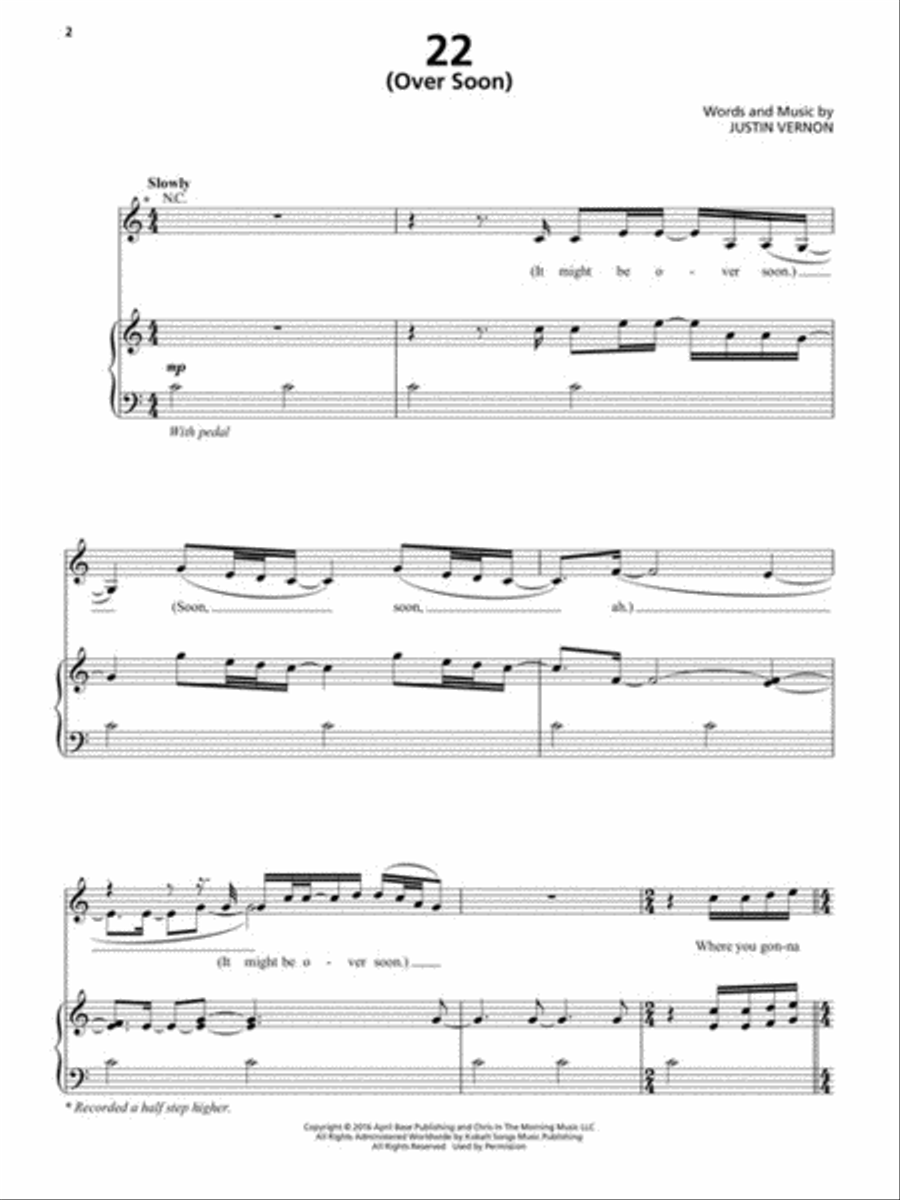 Bon Iver - 22, A Million Bon Iver - 22, A Million Piano, Vocal, Guitar scores gallery preview page 3