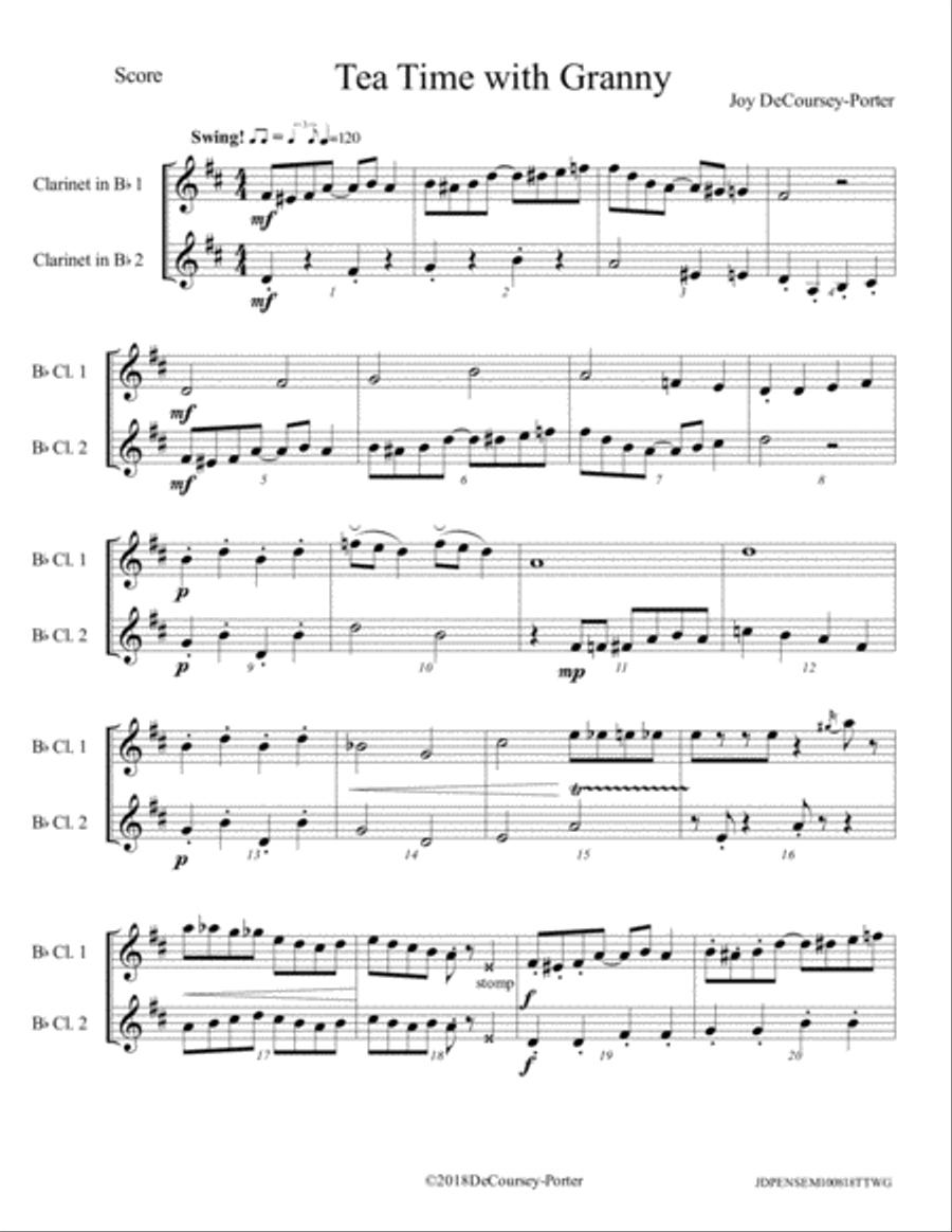 Tea Time with Granny Clarinet Duet scores gallery preview page 1