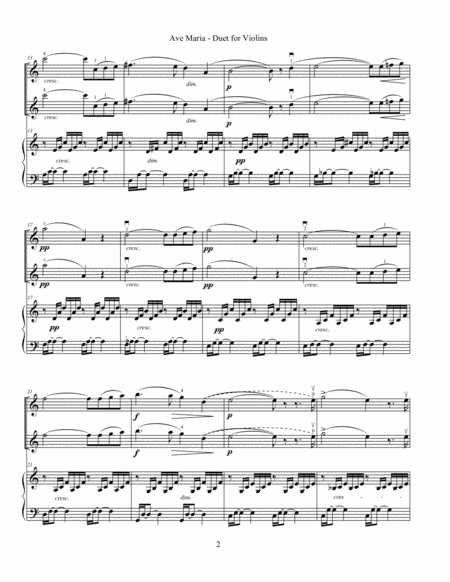 Ave Maria - Duet for Violins (Piano Score) image number null