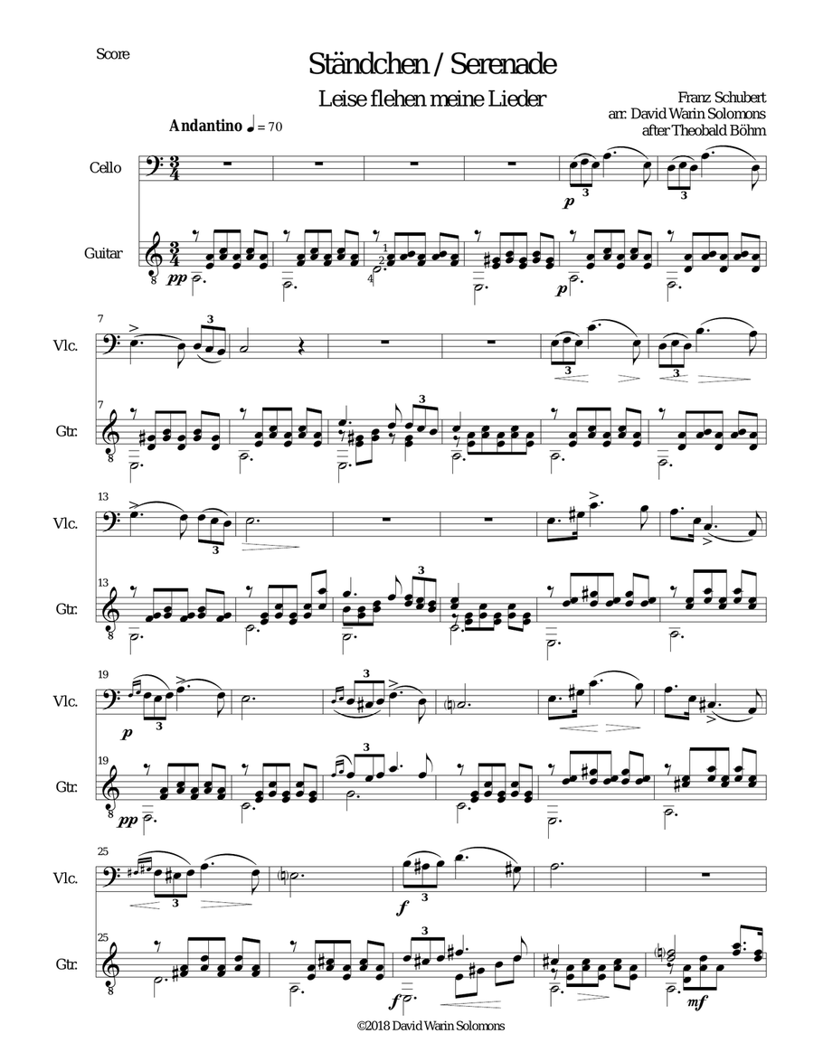 Schubert serenade best sale cello