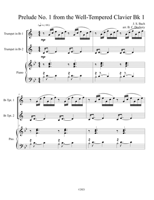 Prelude No.1 from The Well-Tempered Clavier Book 1 BWV 846 (Trumpet Duet) with optional piano accomp