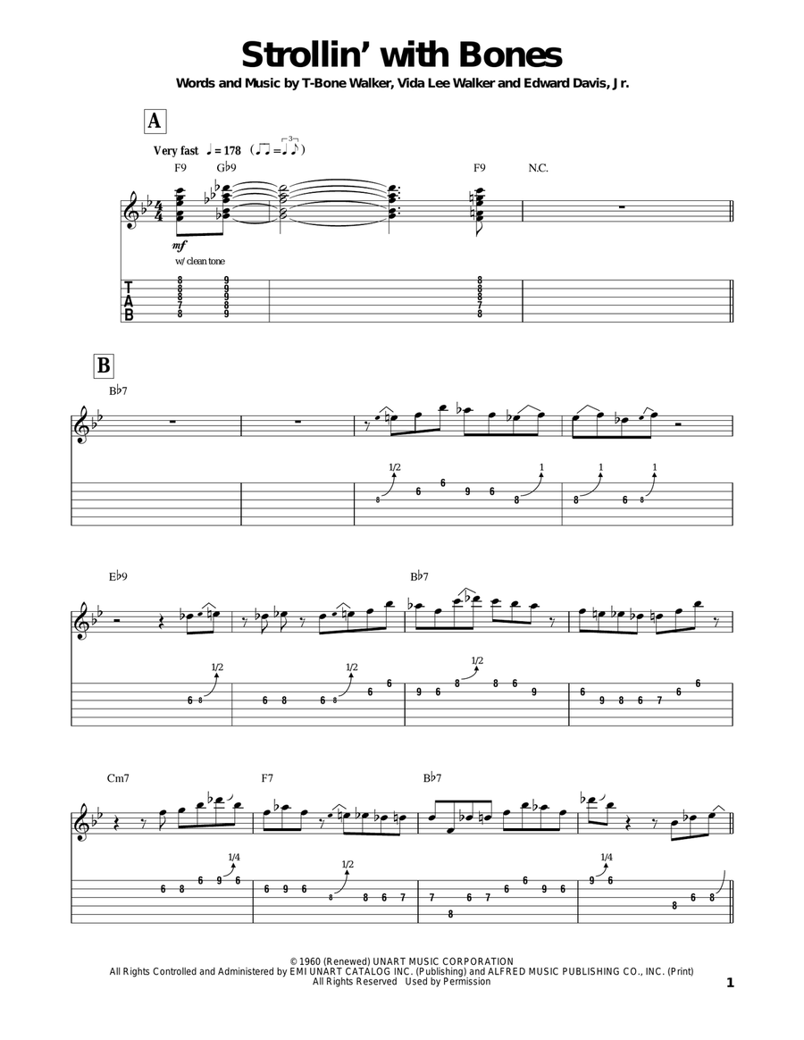 Strollin' With Bones Electric Guitar scores gallery preview page 1