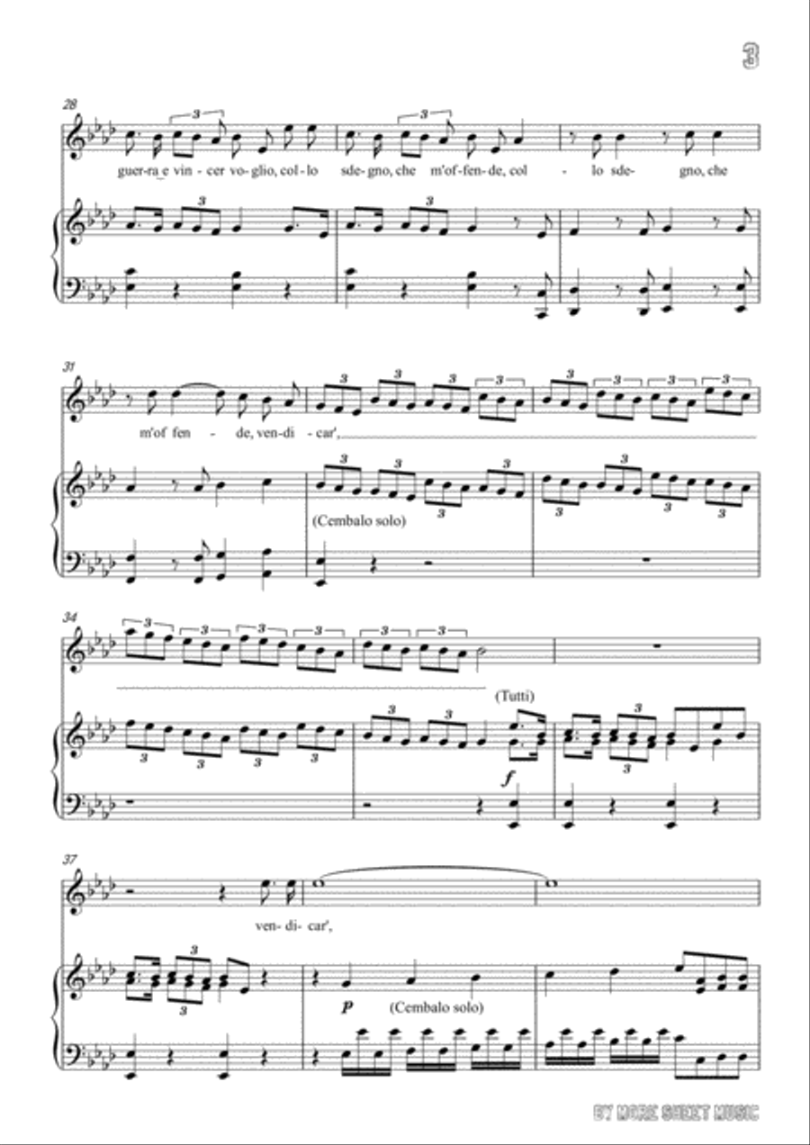 Handel-Vo' far guerra in A flat Major,for Voice and Piano Voice Solo scores gallery preview page 5
