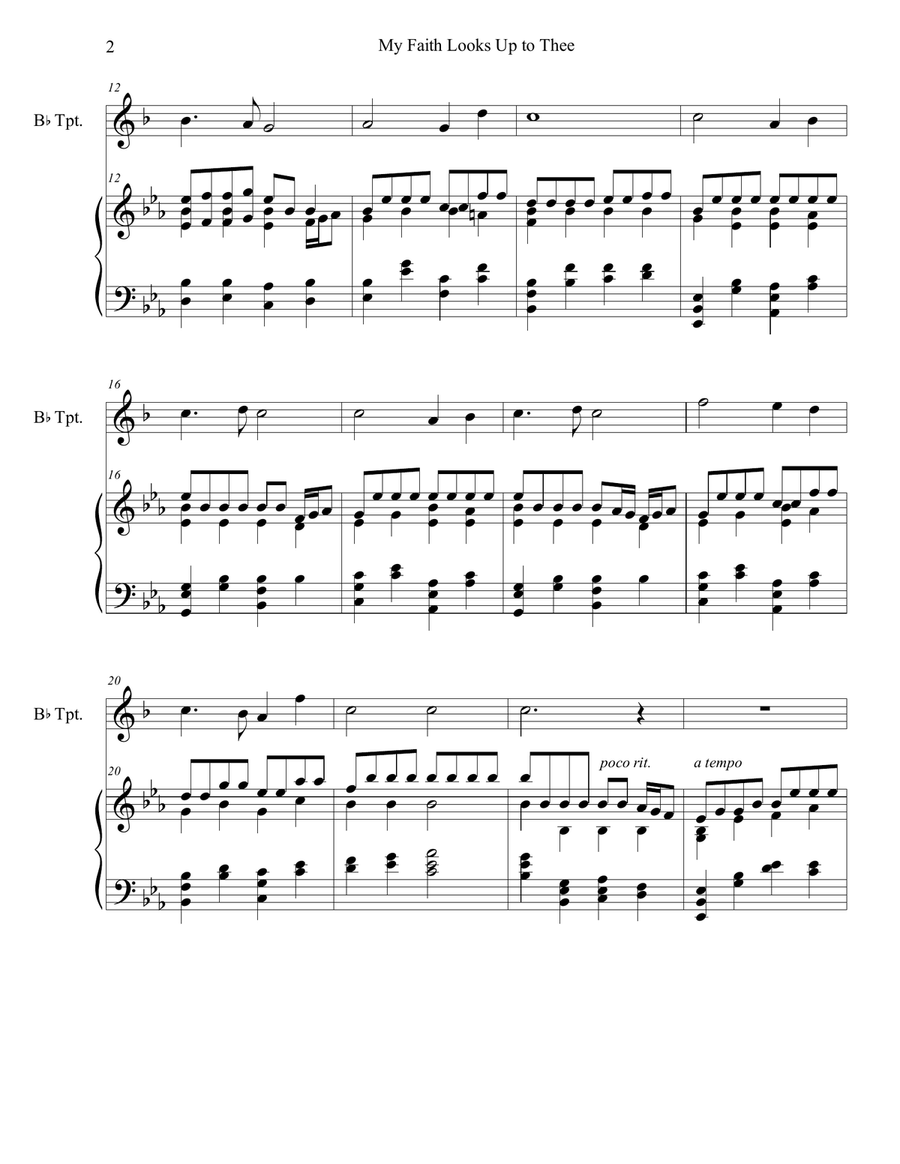 My Faith Looks Up to Thee (trumpet/piano), arr. Brenda Portman Trumpet Solo scores gallery preview page 2