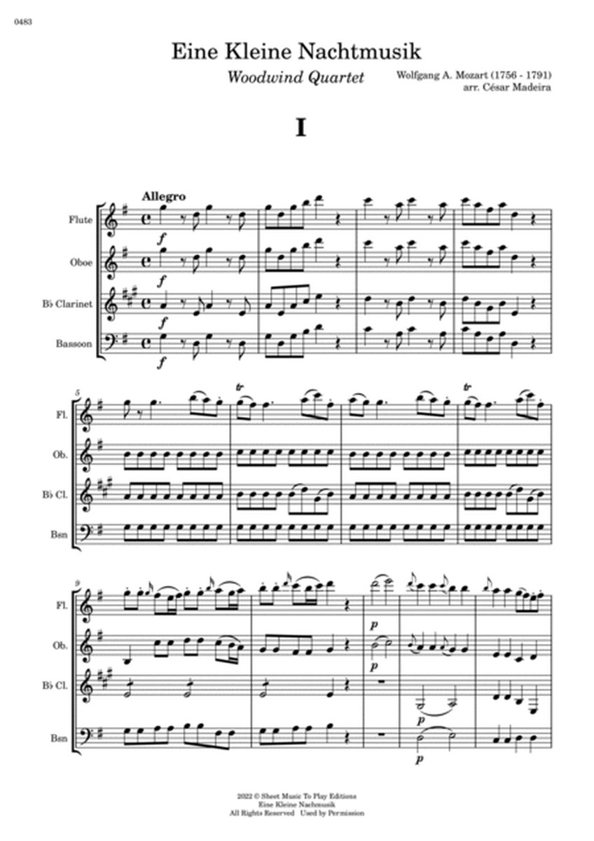 Eine Kleine Nachtmusik (1 mov.) - Woodwind Quartet (Full Score and Parts) image number null