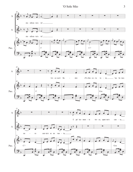 O Sole Mio (2-part choir - (SA) (Easy Choir Version) image number null