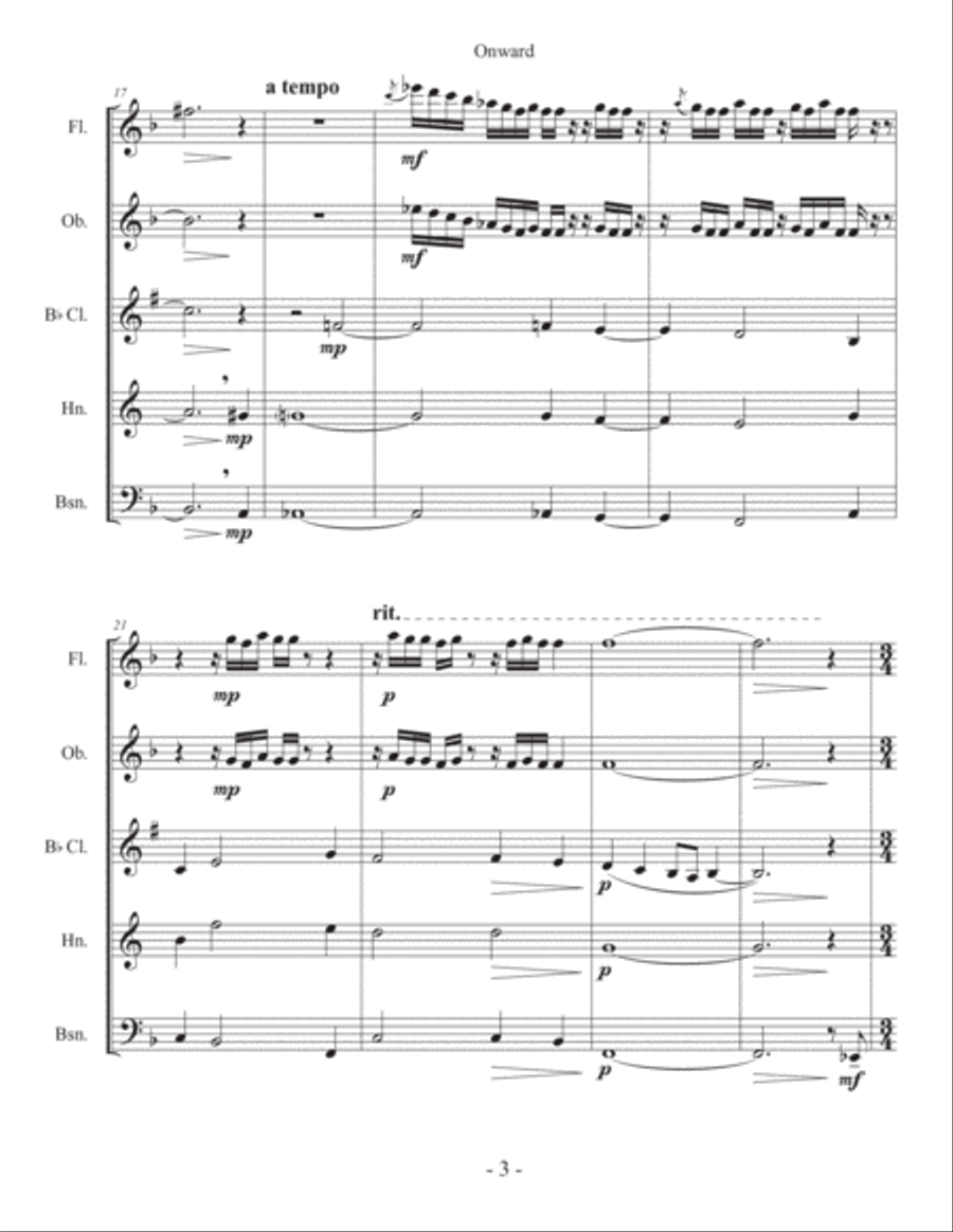 Onward for Wind Quintet Woodwind Quintet scores gallery preview page 5