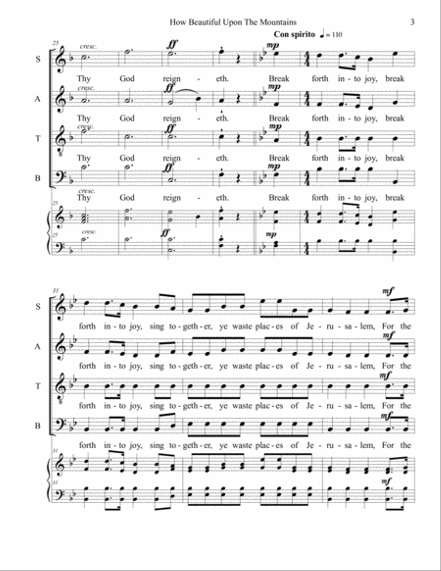 How Beautiful Upon The Mountains 4-Part scores gallery preview page 3