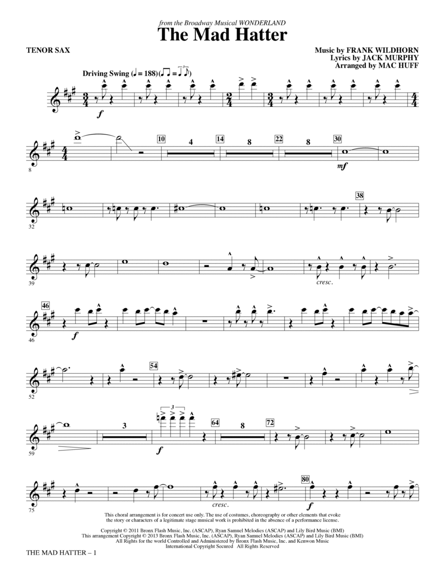 The Mad Hatter - Bb Tenor Saxophone Choir scores gallery preview page 1