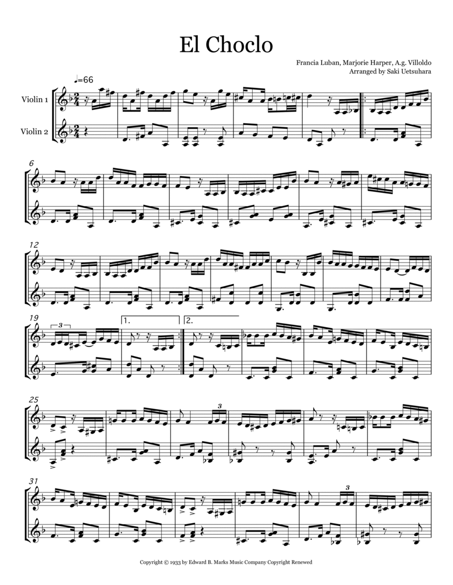 El Choclo String Duet scores gallery preview page 1