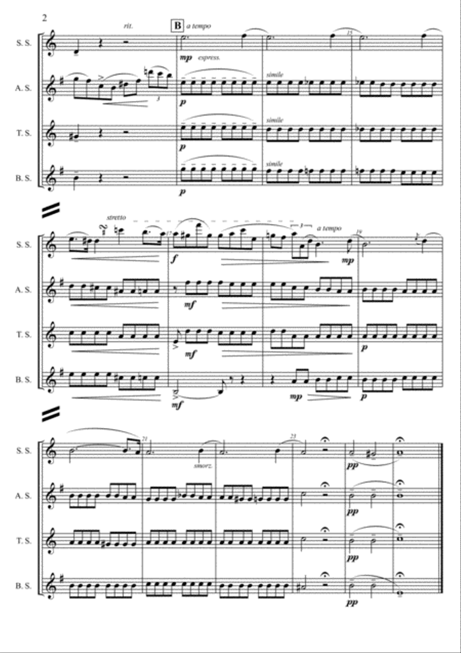 F. Chopin - Prelude №4 in e-moll, op. 28, arr. for Sax Quartet Saxophone Quartet scores gallery preview page 2