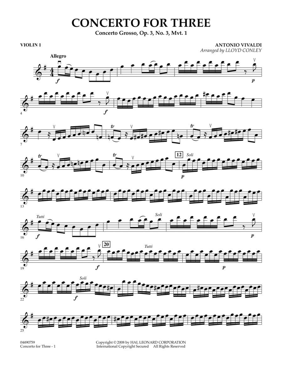 Concerto for Three - Violin 1