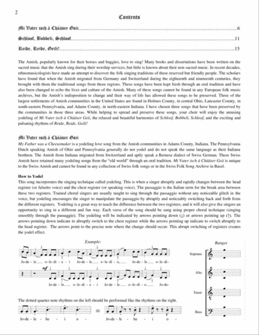 Three Amish Folk Songs 4-Part scores gallery preview page 2