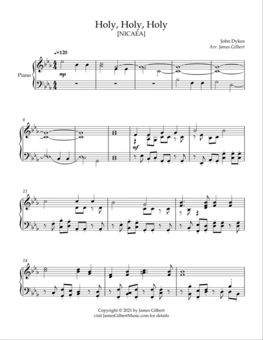 Holy, Holy, Holy Piano Solo scores gallery preview page 2