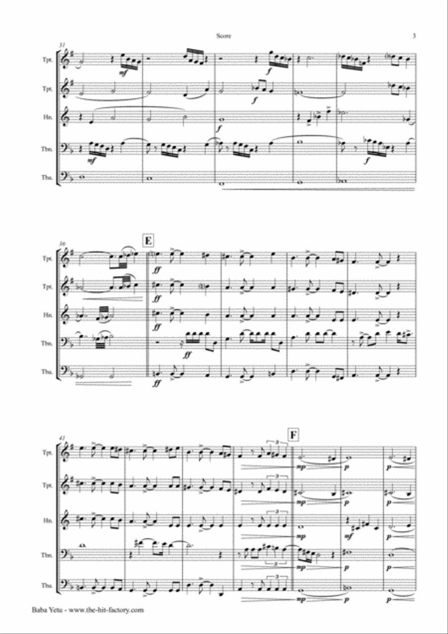 Baba Yetu Euphonium scores gallery preview page 3