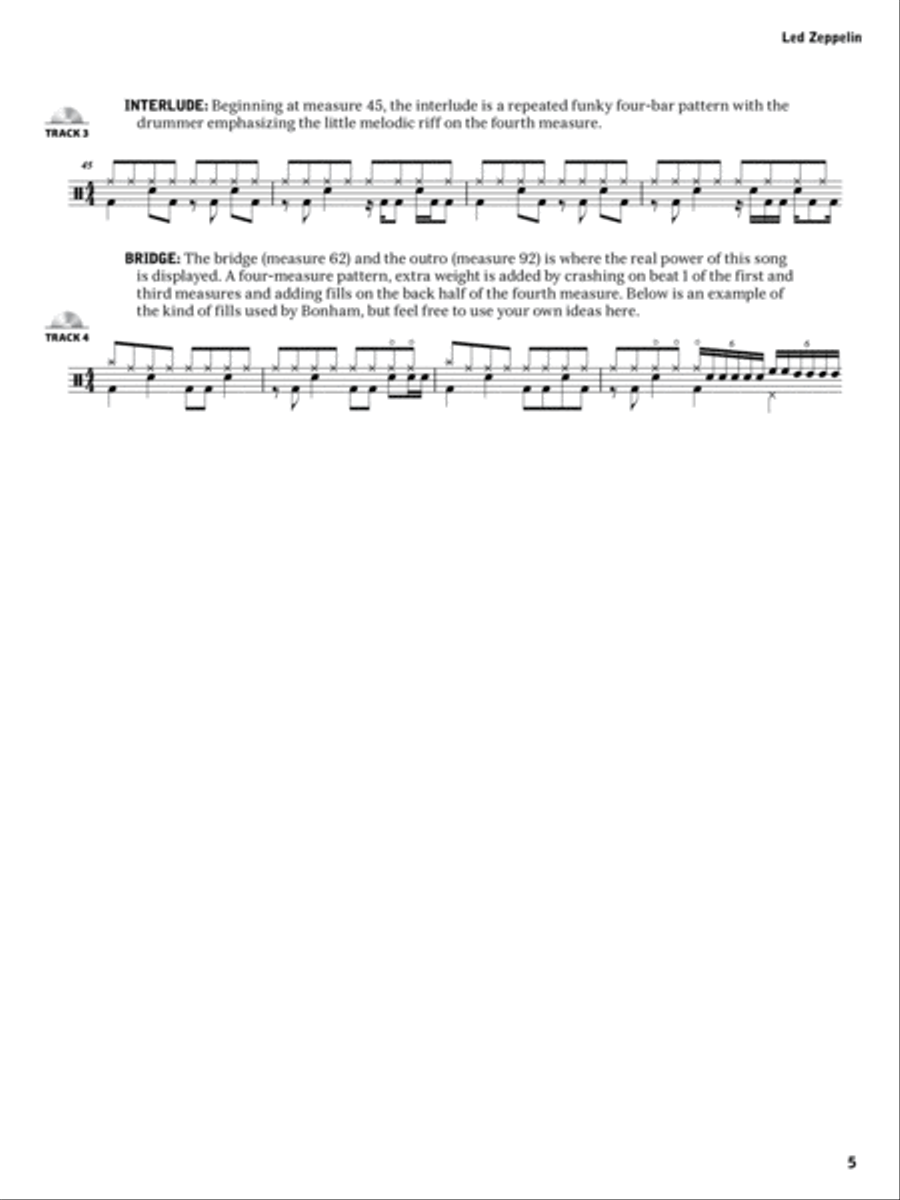 Alfred's Rock Ed. -- Led Zeppelin Drums Drum Set scores gallery preview page 6