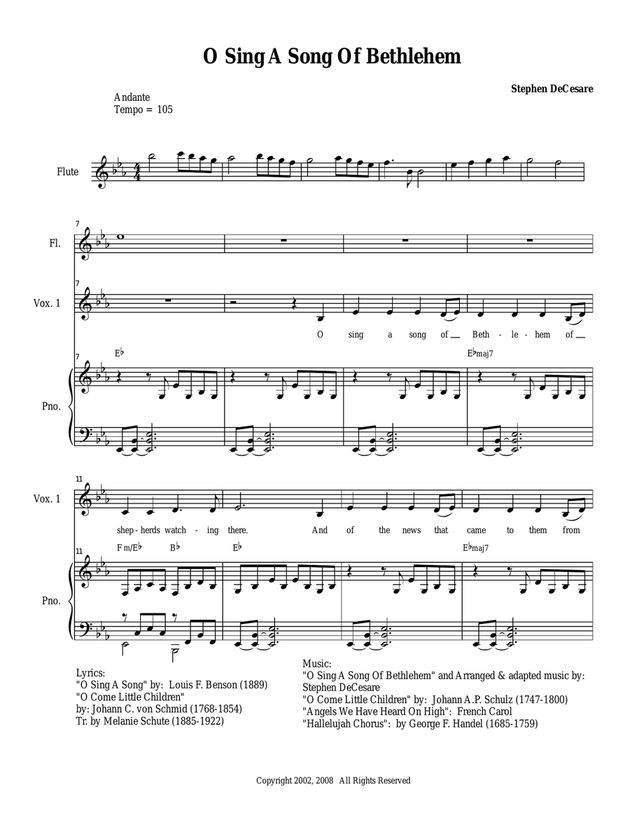 O Sing A Song Of Bethlehem 4-Part scores gallery preview page 1
