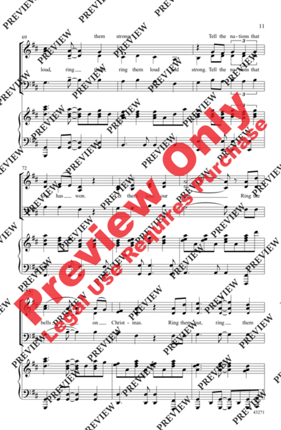 I Heard the Bells on Christmas Day 3-Part scores gallery preview page 11