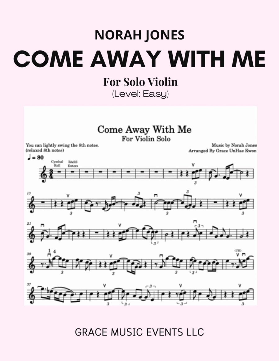 Come Away With Me Violin Solo scores gallery preview page 1
