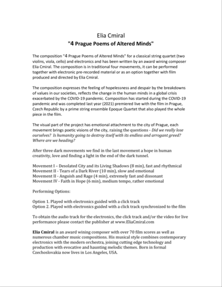 4 Prague Poems of Altered Minds - Parts String Quartet scores gallery preview page 2