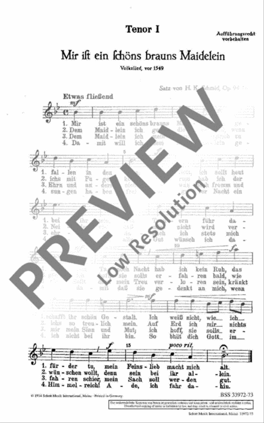 Mir ist ein schönes brauns Maidlein gefallen in den Sinn Men's Choir scores gallery preview page 5