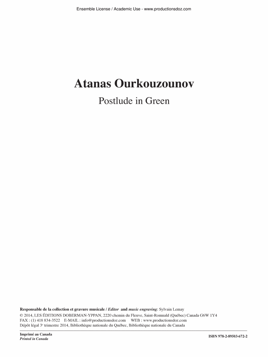 Postlude in Green Classical Guitar scores gallery preview page 1