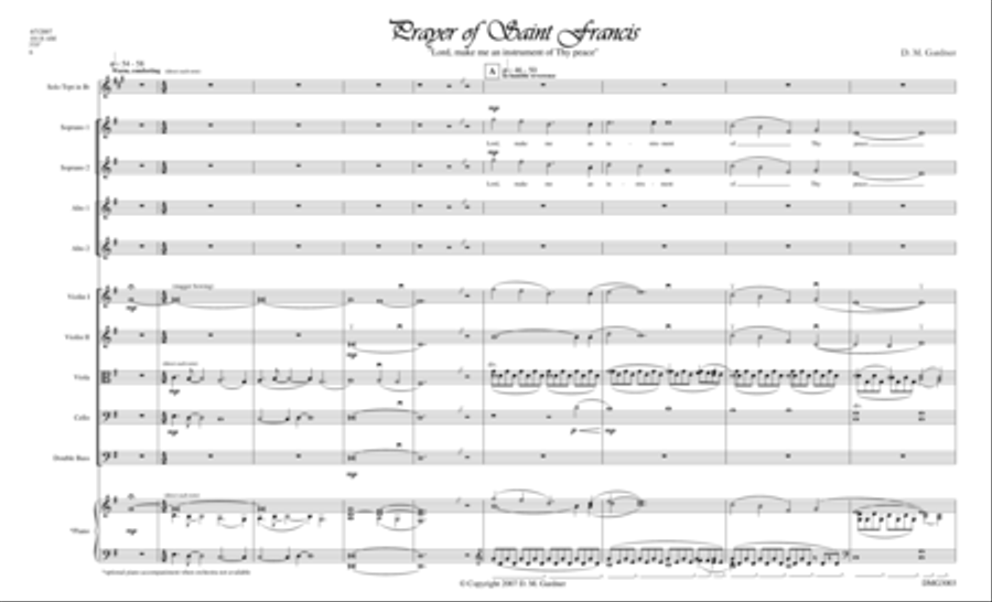 Prayer of Saint Francis (SSAA, Chamber Strings and Bb Trumpet) SSAA scores gallery preview page 3