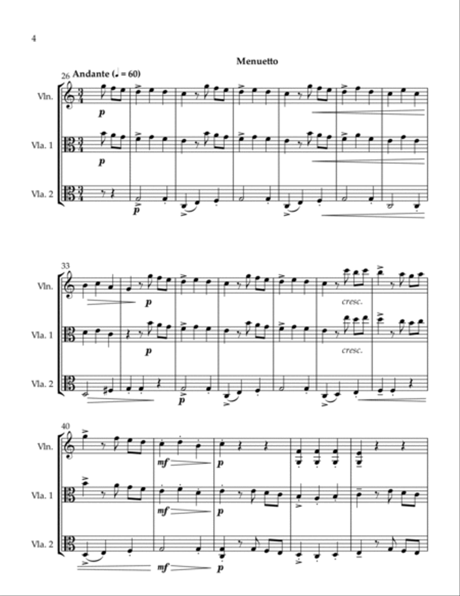 2 Trios Bedtime Menuetto String Trio scores gallery preview page 4
