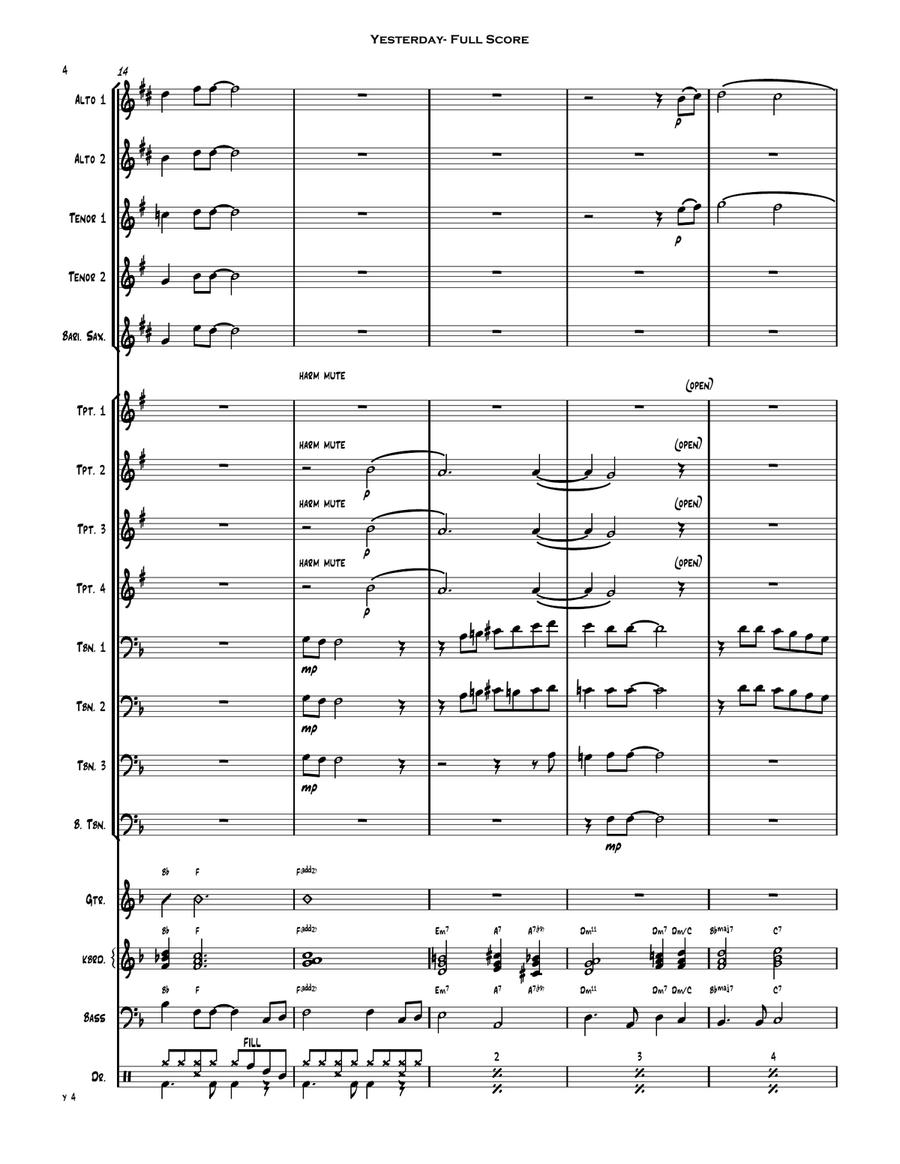 Yesterday Yesterday Jazz Ensemble scores gallery preview page 4