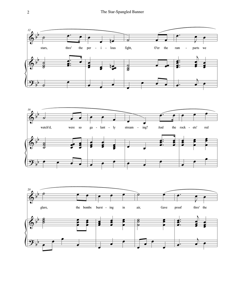 The Star-Spangled Banner - vocal solo with piano accompaniment The Star-Spangled Banner - vocal solo with piano accompaniment Piano, Vocal scores gallery preview page 2