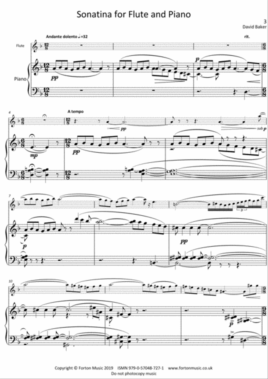 Sonatina for Flute and Piano Flute scores gallery preview page 3