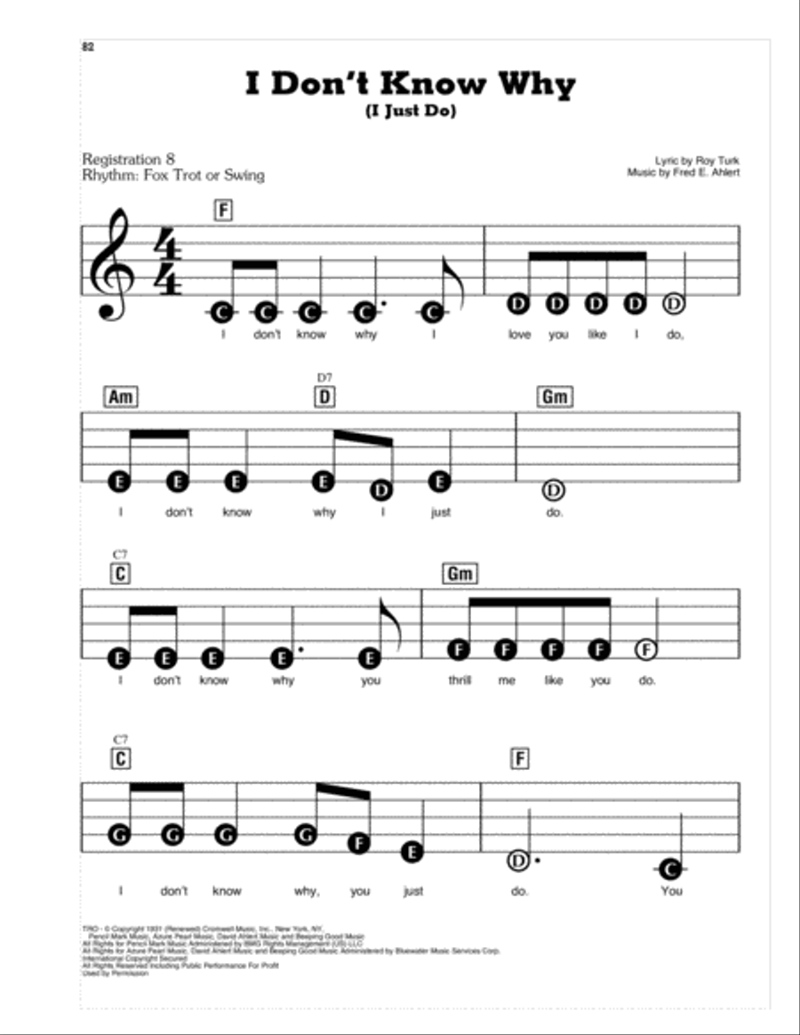 I Don't Know Why (I Just Do) Electronic Keyboard scores gallery preview page 1