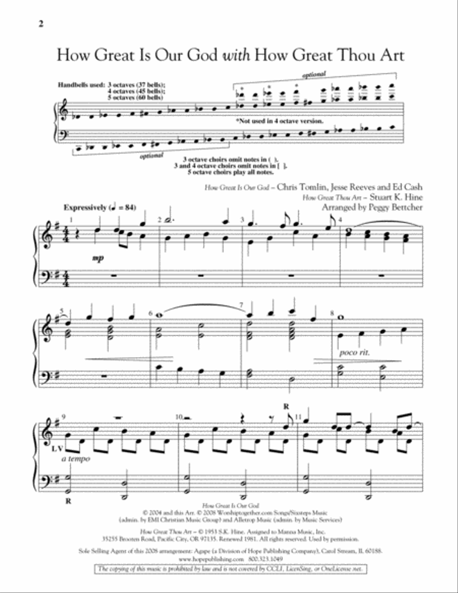 How Great Is Our God with How Great Thou Art 5-Octaves scores gallery preview page 2