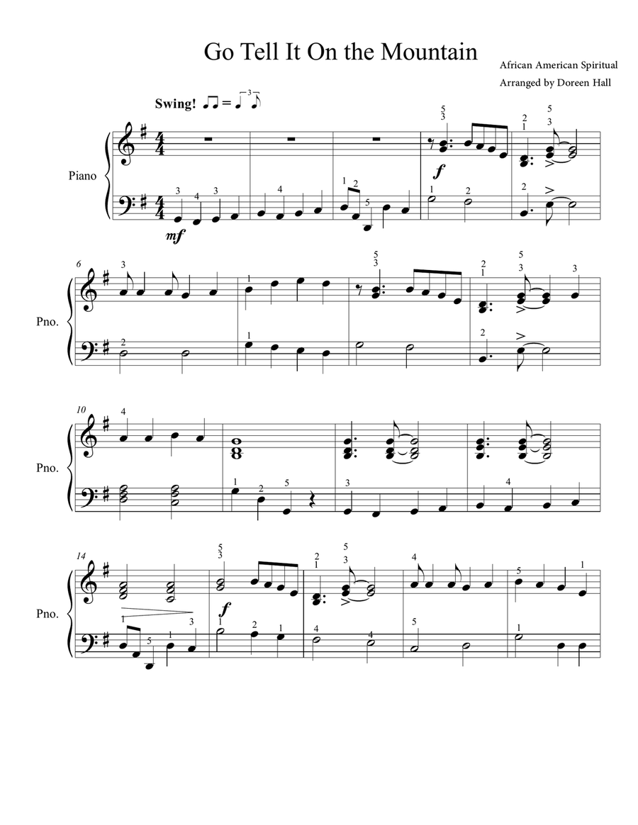 Go Tell It on the Mountain Piano Solo scores gallery preview page 2