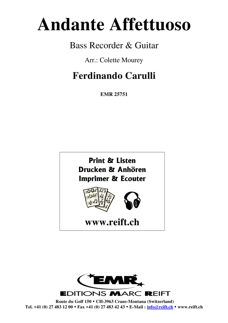 Andante Affettuoso Andante Affettuoso Bass Recorder scores gallery preview page 1