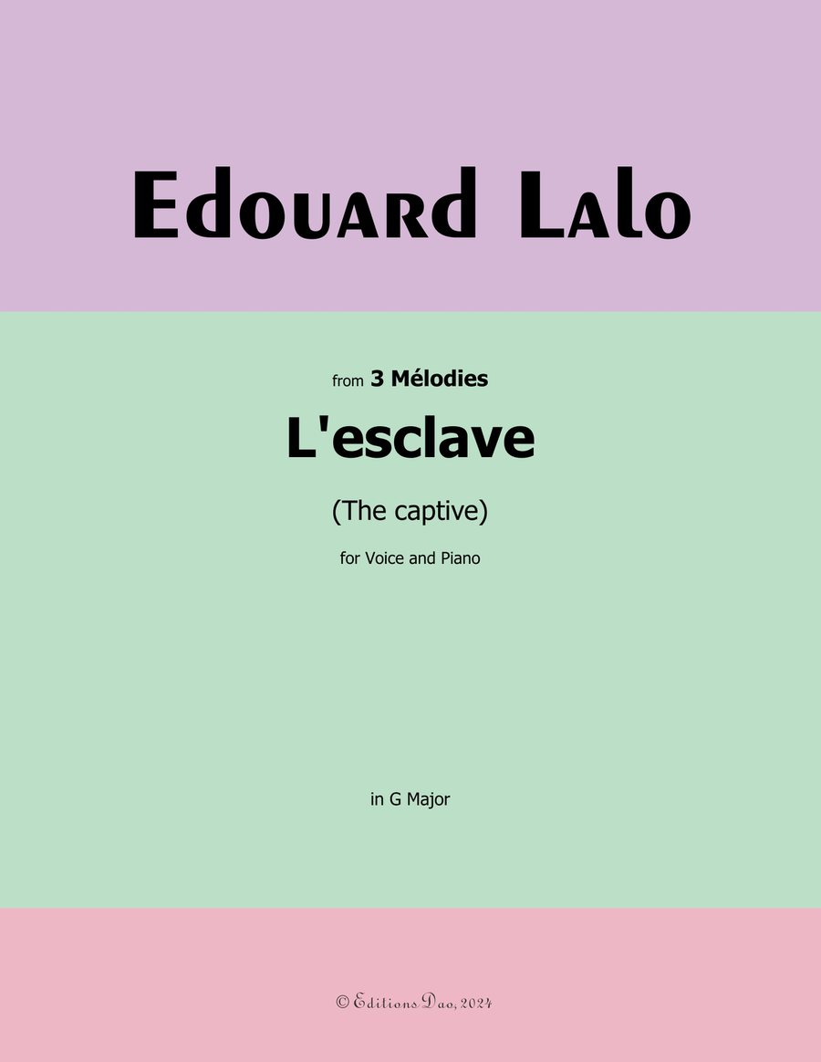 L'esclave, by Edouard Lalo, in G Major Piano, Vocal scores gallery preview page 1