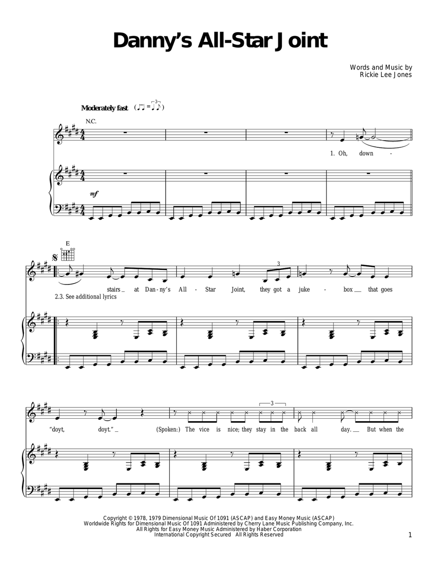 Danny's All-Star Joint Piano, Vocal, Guitar scores gallery preview page 1