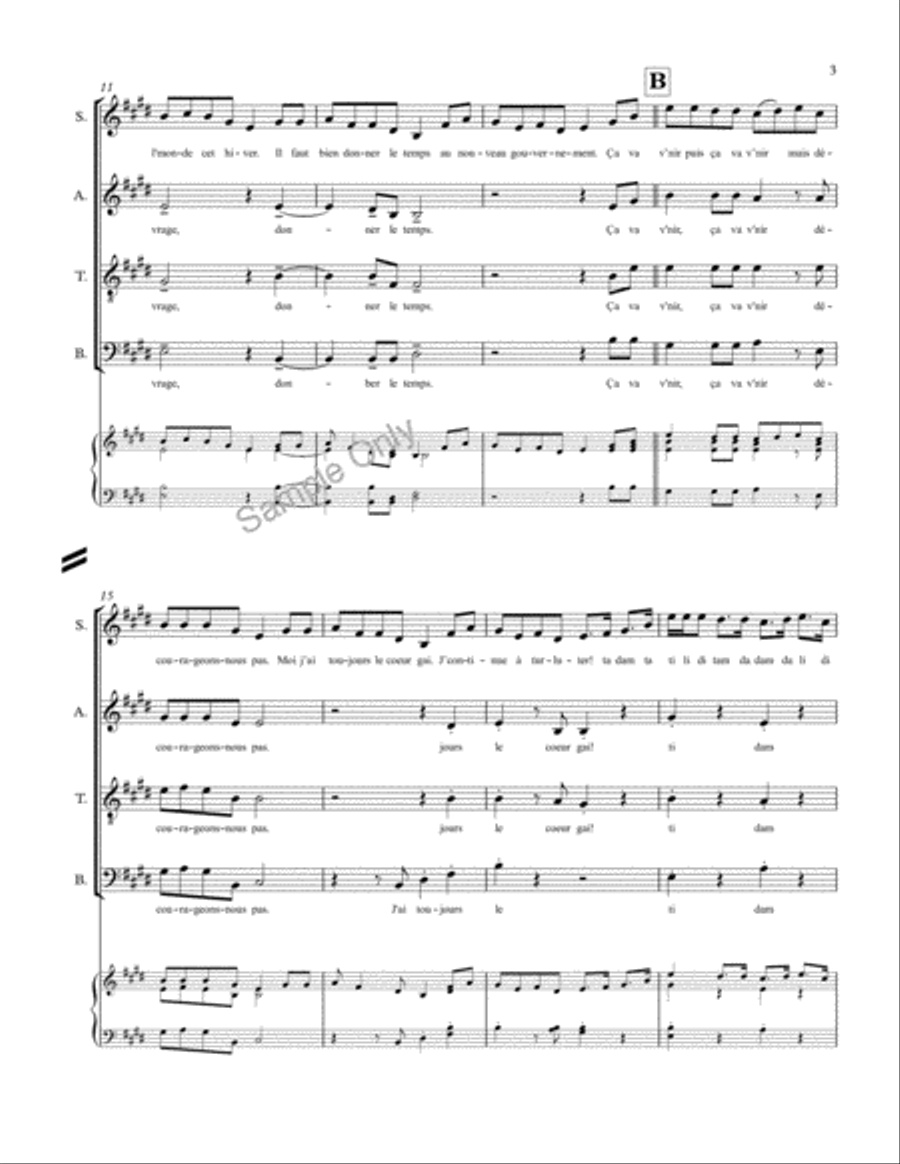 Ca Va Venir 4-Part scores gallery preview page 3