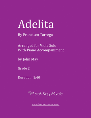 Adelita-Viola Solo (Optional Piano Accompaniment)